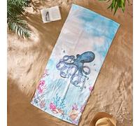 Catherine Lansfield OctopusServiette de Plage en Coton Bleu 76 x 160 cm