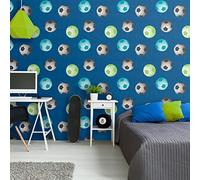 Catherine Lansfield Papier peint Football Bleu