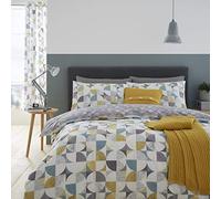 Catherine Lansfield Parure de lit avec Housse de Couette et taie d'oreiller Motif Cercles Vert Ocre