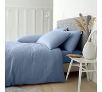 Catherine Lansfield Parure de lit Double en Coton brossé avec taies d'oreiller Bleu