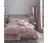Catherine Lansfield Parure de lit en Velours écrasé avec Housse de Couette et taies d'oreiller pour très Grand lit, Rose