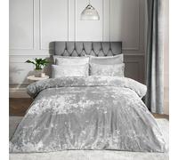 Catherine Lansfield Parure de lit en Velours froissé, Polyester, Silver, Double