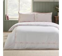 Catherine Lansfield Parure de lit King Size avec Housse de Couette et taies d'oreiller Motif nœud Blanc/Rose