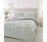 Catherine Lansfield Parure de lit King Size réversible avec Housse de Couette et taies d'oreiller Motif Floral Vert