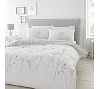 Catherine Lansfield Parure de lit réversible avec Housse de Couette et taies d'oreiller Motif Floral Blanc