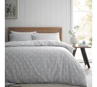Catherine Lansfield Parure de lit réversible en Coton brossé à Pois Gris pour lit Simple avec taie d'oreiller
