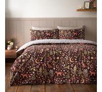 Catherine Lansfield Parure de lit Simple réversible avec Housse de Couette et taie d'oreiller Motif Animaux du crépuscule enchanté Chocolat