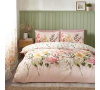 Catherine Lansfield Parure de lit Simple réversible avec Housse de Couette et taie d'oreiller Motif Floral Rose