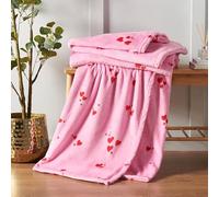 Catherine Lansfield Plaid en Polaire avec Motif cœur Rose surdimensionné 200 x 240 cm