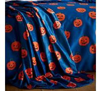 Catherine Lansfield Plaid en Polaire Confortable Motif citrouilles d'halloween Bleu Marine 130 x 170 cm