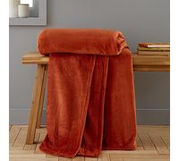 Catherine Lansfield Raschel Velvet Touch Couverture-Couvre-lit Orange brûlé Taille XL 200 x 240 cm