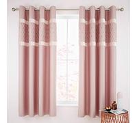 Catherine Lansfield Rideau à œillets à Paillettes, Rose poudré, 66x90 inch Eyelet Curtains
