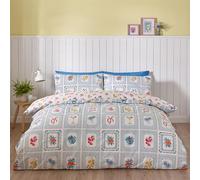Catherine Lansfield Riviera Tiles Parure de lit Double réversible avec taies d'oreiller Bleu