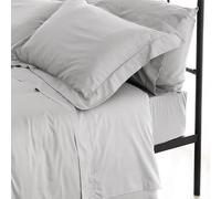 Catherine Lansfield Sateen Ice Grey - Ensemble Drap Plat + 2 taies d'oreiller + Drap Housse 260 x 280 + 50 x 110 (2) + 180 x 200 cm