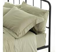 Catherine Lansfield Sateen Moss Green - Ensemble Drap Plat + 2 taies d'oreiller + Drap Housse 240 x 280 + 50 x 85 (2) + 160 x 200 cm