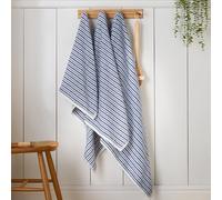 Catherine Lansfield Serviette de Bain en Coton tissé à Rayures Bleu 70 x 127 cm
