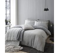 Catherine Lansfield So Soft Velvet Touch Parure de lit en Zigzag Pinsonic Super King Size Argenté