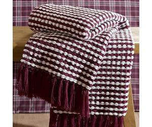 Catherine Lansfield Stab Stitch Couverture Prune 125 x 150 cm