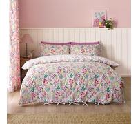 Catherine Lansfield Tilly Parure de lit Simple réversible avec Housse de Couette et taie d'oreiller Motif Floral Rose