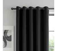 Catherine Lansfield Wilson Lot de 2 Rideaux occultants Thermiques en Velours à œillets, 117 x 137 cm, Noir