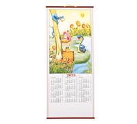 CATIEBYE Calendrier Mural Suspendu Motifs Traditionnels Chinois 2025 en Papier Imitation Rotin Calendrier Traditionnel Détaillé pour Usage Long Terme au Bureau ou Espace Public