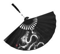 CATIEBYE Éventail Pliant Traditionnel Chinois Motif Vintage Dragon en Soie Ventilateur à Main Solide en Plastique pour Décoration de Fête ou Présent de Mariage