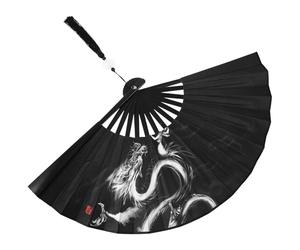 CATIEBYE Éventail Pliant Traditionnel Chinois Motif Vintage Dragon en Soie Ventilateur à Main Solide en Plastique pour Décoration de Fête ou Présent de Mariage