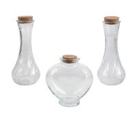 CATIEBYE Lot de 3 Bocaux en Verre de Cœur avec Bouchon en Bois pour Cérémonie de Mariage, Décoration Élégante et Romantique, pour Souvenirs et DIY