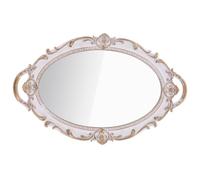 CATIEBYE Plateau Fonction Ornement et Rangement Vintage Miroir Décoratif Argenté en PP et Verre, Style Américain Élégant pour Fête ou Dortoir