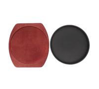 CATIEBYE Poêle à Fajitas en Fonte Ronde avec Socle en Bois Foncé, Distribution Uniforme la Chaleur, Cuisson pour Usage Domestique et Restaurant