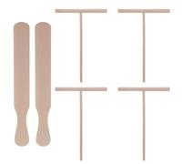 CATIEBYE Ustensiles Cuisine en Bois Beige Lot de 6 Comprenant 2 Spatules et 4 Étaleurs de T, Surface Lisse pour Pancakes pour Crêpière
