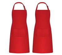 Catime 2 Pièces Tabliers de Cuisine pour Homme Femme, Tablier de Ménage Tabliers Porte-Outils avec 2 Poches pour Barbecue, Tablier Jardinier Adultes Ajustable pour Jardinage
