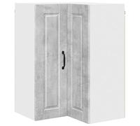 CATRP-Flower Stand Armoire d'angle Murale Porto Gris béton 57 x 57 x 80 cm | Bois reconstitué, usage intérieur, étagères spacieuses, compartiments multiples, style contemporain, lignes épurées