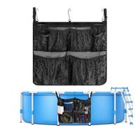 CATZUM 1 Panier de rangement piscine avec 3 crochets - Organiseur amovible pour piscine hors-sol, jardin, salle de bain. Solution latérale multifonctionnelle.