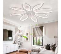 Caufloce Ventilateur Plafond avec Lumiere LED, Réversible Dimmable Plafonnier Ventilateur de Plafond et Télécommande Silencieux 6 Vitesses Lustre Ventilateur de Plafond Moderne Smart DC Grande-White