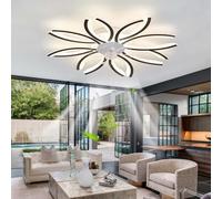 Caufloce Ventilateur Plafond avec Lumiere LED, Réversible Dimmable Plafonnier Ventilateur de Plafond et Télécommande Silencieux 6 Vitesses Lustre Ventilateur de Plafond Moderne Smart DC Grande-Black