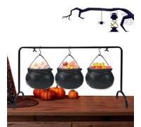 Cauldron Halloween Decor - Rack Halloween Decorative Large Ornaments | 3-Piece Serving Punch Bowl Table Decor Witch Cauldron Large Serving Holiday Witch Ornaments Haunted House Table Shelf Party
