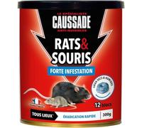 CAUSSADE Anti-Rats & Souris - 12 Blocs Pâtes Flocoumafen - 300g | Efficacité Radicale - Tous lieux - Prêt à l'Emploi - Une Ingestion Suffit - CARSPT300