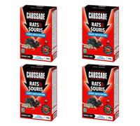 CAUSSADE Anti-Rats & Souris - 40 Blocs Appâts Fluorescents - 800g - Efficacité Radicale - Lieux Très Humides - CARSBL200X4
