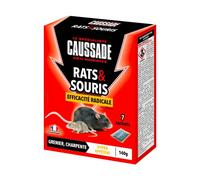 Caussade Anti-Rats & Souris - 7 Sachets Céréales - 140g | Efficacité Radicale - Lieux Secs - Prêt à l'Emploi - Une Ingestion Suffit - Fabriqué en France - CARSCDF140