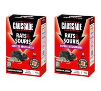 CAUSSADE Anti Rats & Souris - Efficacité radicale - Lieux secs & humides - 20 Sachets pâtes Fluorescents- Prêt à l'emploi - Une Ingestion Suffit - Fabriqué en France - 300g - CARSPTFLUO150X2