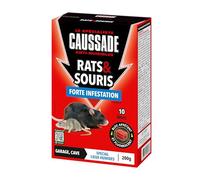 CAUSSADE Anti Rats & Souris - Efficacité Radicale - Lieux très humides - 40 Appâts Blocs Fluorescents - Prêt à l'emploi - Une Ingestion Suffit - 800g CARSBL200X4