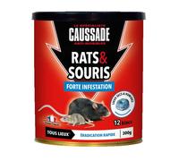 CAUSSADE Anti Rats & Souris - Efficacité Radicale - Tous Lieux - 12 Appâts Blocs Pâtes Flocoumafen - Prêt à l'emploi - 300g