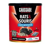 CAUSSADE Anti Rats & Souris - Forte Infestation - Lieux Secs - 6 Sachets Céréales - Prêt Ã l'emploi - 150g CARSC150N