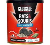 Caussade CARSC150 Rats & Souris - 6 sachets Cereales pret a l'emploi - Grenier et Charpente | Forte Infestation