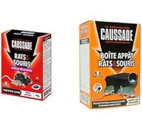Caussade Kit Anti Rats & Souris - Boîte D'Appât + 15 Sachets Pâtes - Prêt À l'emploi - Une Ingestion Suffit - Fabriqué en France - 150g - Lieux Secs & Humides