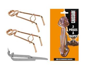 CAUSSADE Lot de 2 Pièges à Taupes - Pièges + Tendeurs + Clé | Réutilisable - à Déposer Dans la Galerie - Permet la Capture de la Taupe - CATPIEGE