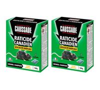 CAUSSADE Raticide Canadien - Anti Rats - Efficacité Radicale - Lieux Secs - 12 Sachets Céréales - Rats Résistants 2x140g