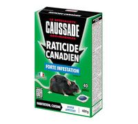 Caussade Raticide Canadien - Anti Rats & Souris - Efficacité Radicale - Lieux Sec & humides - 40 Appâts pâtes - Prêt à l'emploi - Une Ingestion Suffit - Fabriqué en France - 400g CARPT400