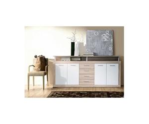 CAVA Buffet bas contemporain chêne et blanc - 197 cm